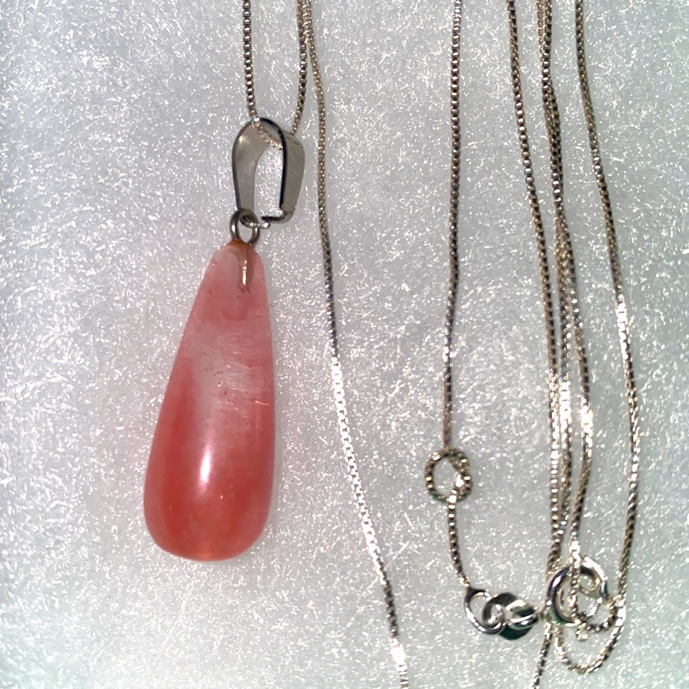 Giu Giu boho Long Pink Tourmaline Sterling Silver 30” Necklace
